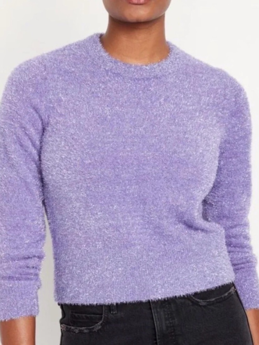 Old Navy Eyelash Shine Crewneck Sweater - Size S - Lavender